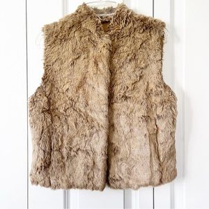 Vintage A/X Armani Exchange sleeveless brown tan faux fur vest jacket